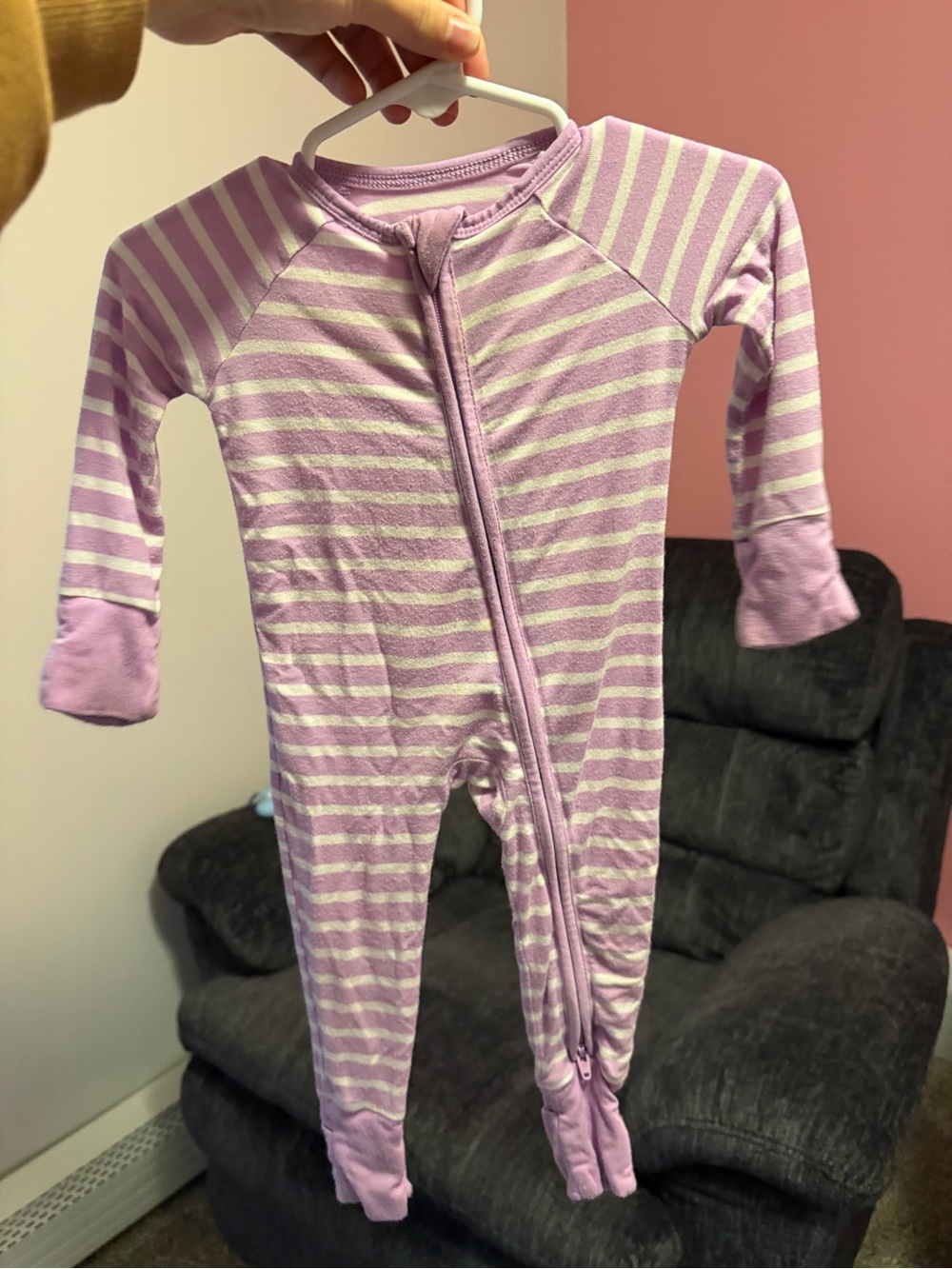 Little sleepies 0-3 Striped Lavender Baby Zip One-Piece